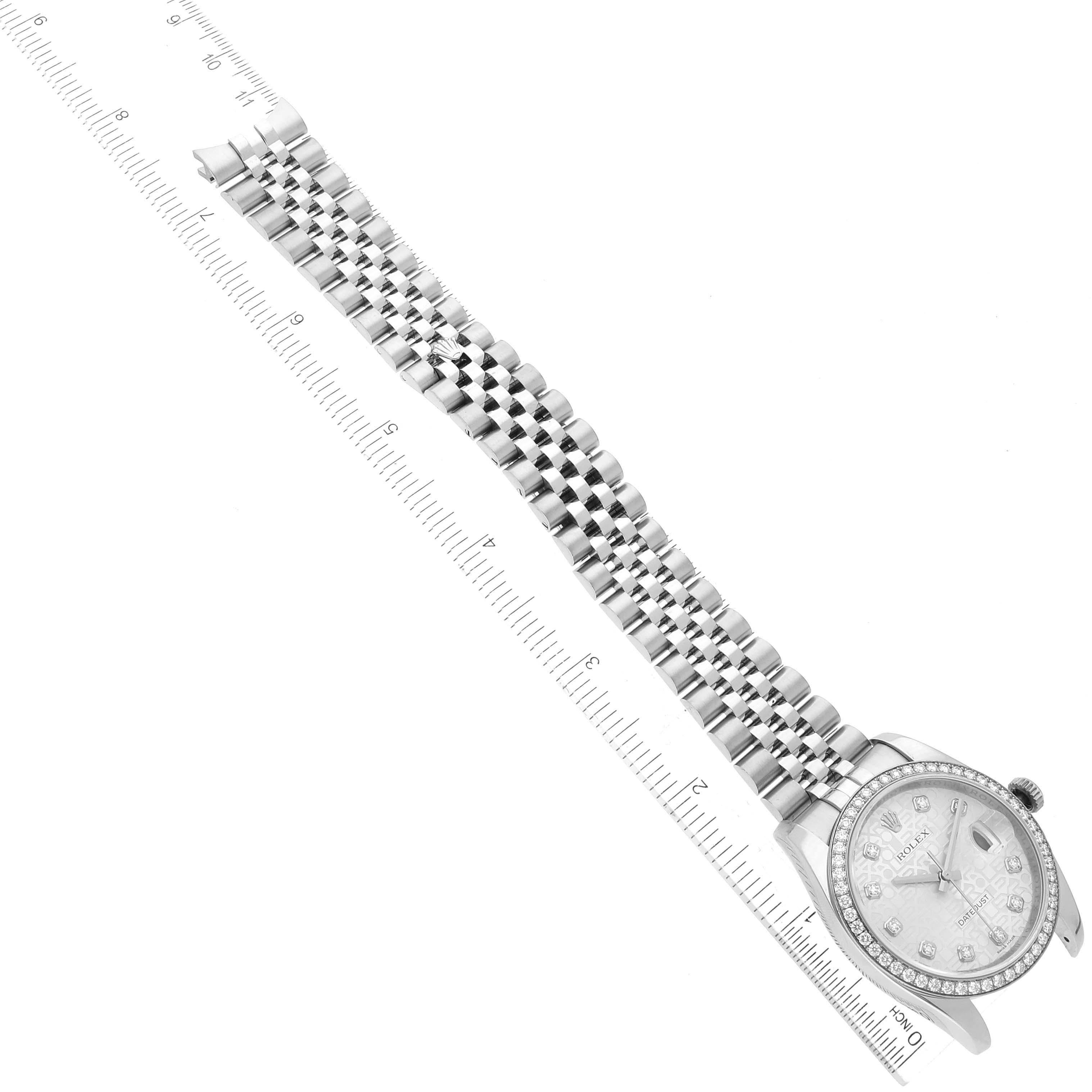 Rolex Datejust Silver Anniversary Dial Steel Diamond Mens Watch 116244 5