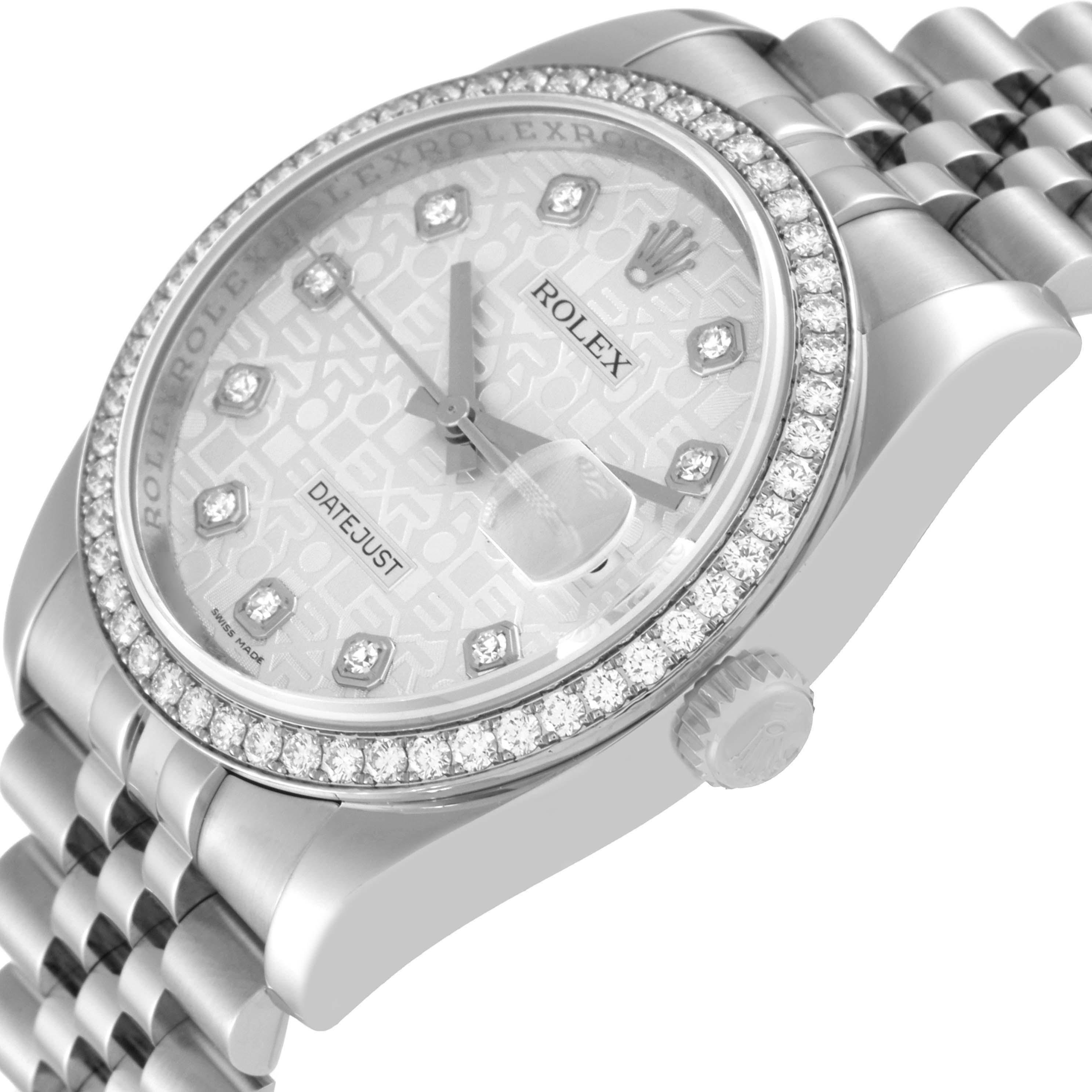 Men's Rolex Datejust Silver Anniversary Dial Steel Diamond Mens Watch 116244