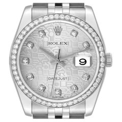 Rolex Datejust Silver Anniversary Dial Steel Diamond Mens Watch 116244