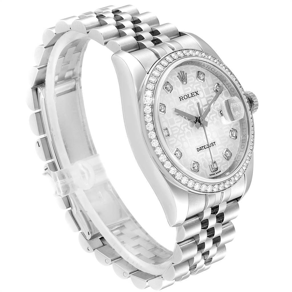 Rolex Datejust Silver Anniversary Diamond Dial Bezel Men’s Watch 116244 In Excellent Condition For Sale In Atlanta, GA