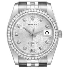 Rolex Datejust Silver Anniversary Diamond Dial Bezel Mens Watch 116244