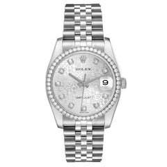 Rolex Datejust Silver Anniversary Diamond Steel Mens Watch 116244