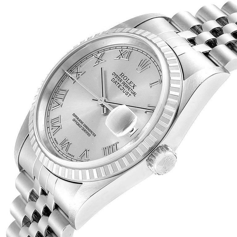Rolex Datejust Silver Baton Dial Automatic Steel Men's Watch 16220 For ...