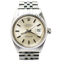 Rolex Datejust Silber Zifferblatt Schwarz Silber Indexe 1603 Stahl Automatikuhr, 1973