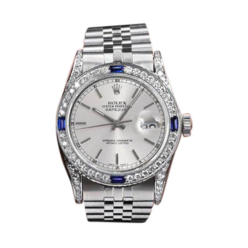 Rolex Datejust Silber Zifferblatt Diamant Gepäckstücke + Saphir & Diamant Lünette Uhr