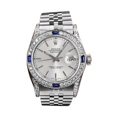 Rolex Datejust Silber Zifferblatt Diamant Gepäckstücke + Saphir & Diamant Lünette Uhr