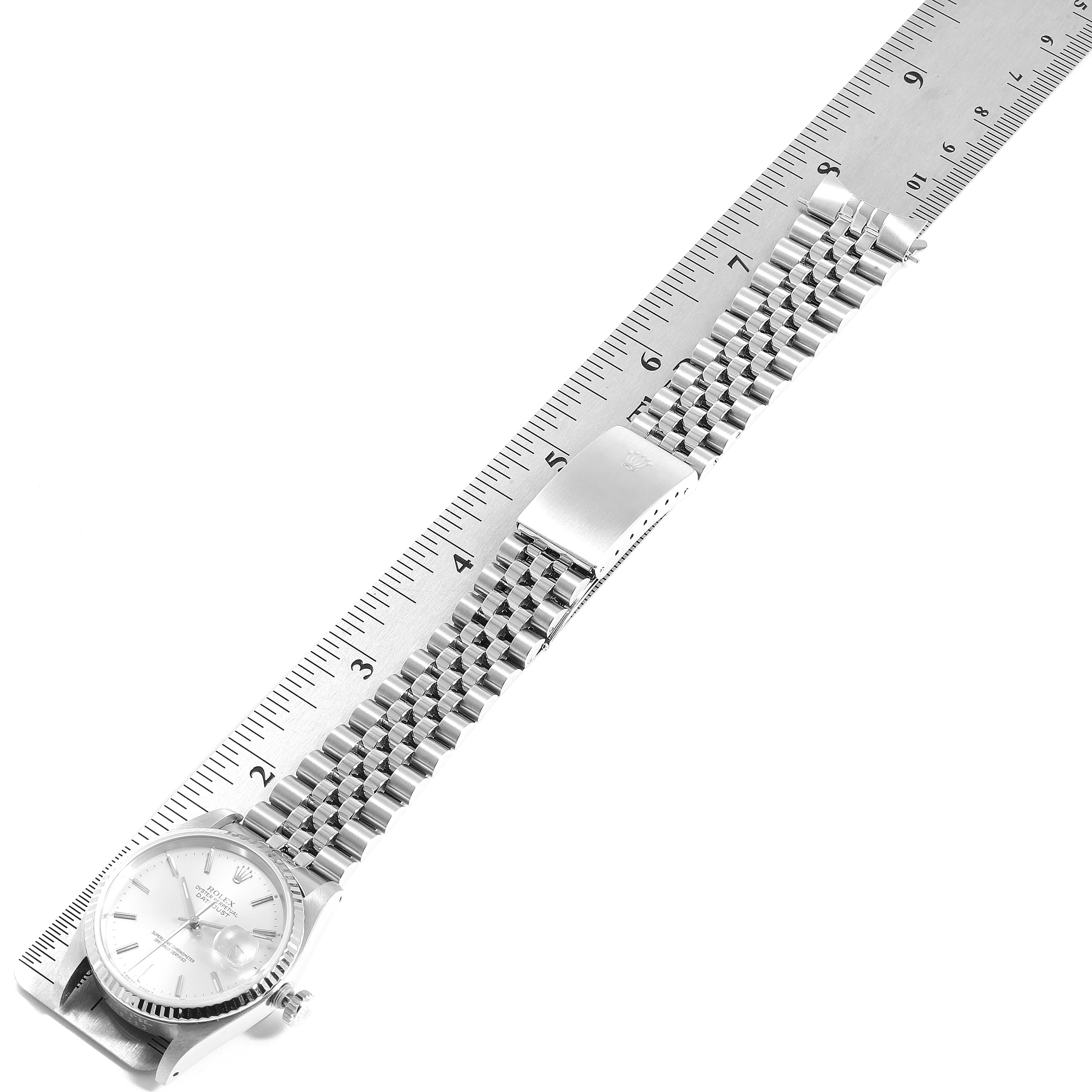 Rolex Datejust Silver Dial Fluted Bezel Steel White Gold Men's Watch 16234 7