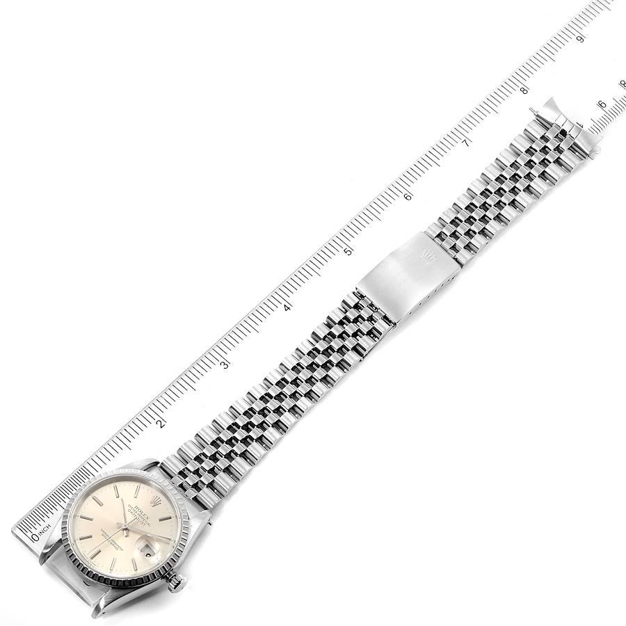Rolex Datejust Silver Dial Jubilee Bracelet Steel Men's Watch 16220 Box For Sale 7