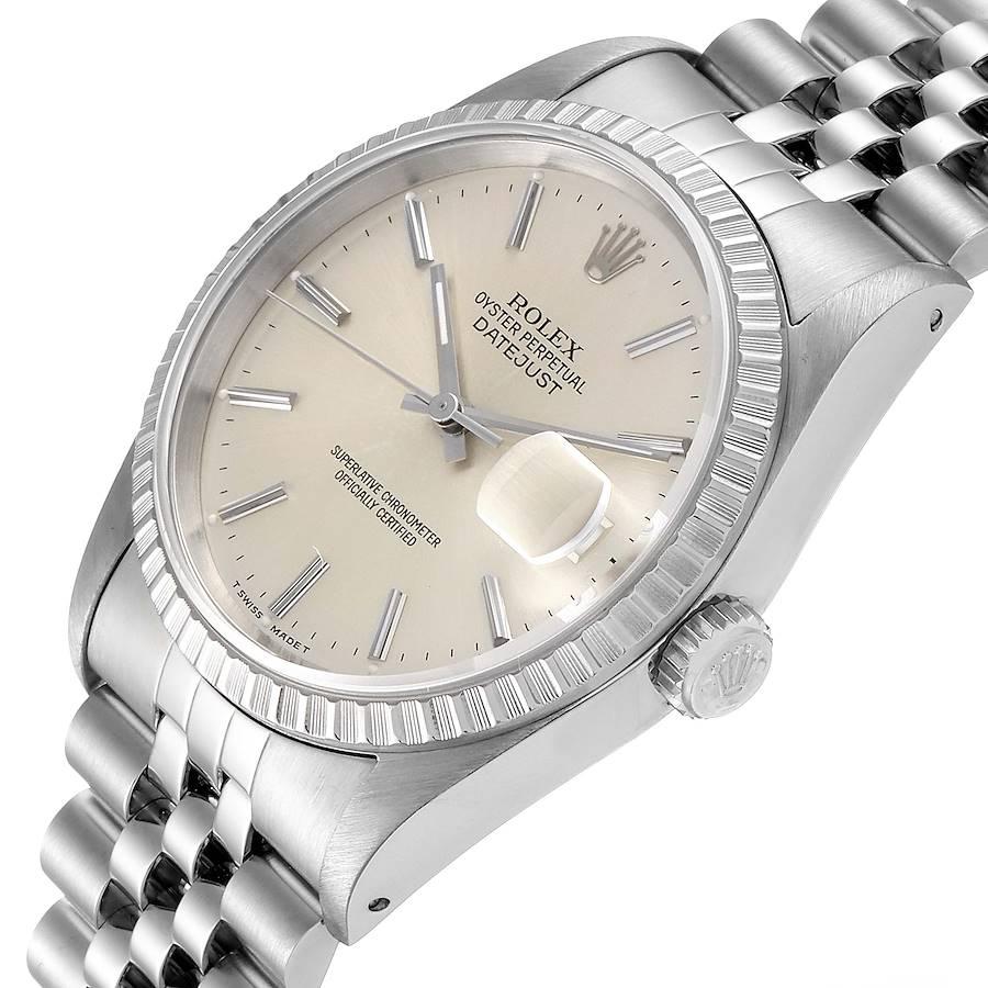Rolex Datejust Silver Dial Jubilee Bracelet Steel Men's Watch 16220 Box For Sale 2