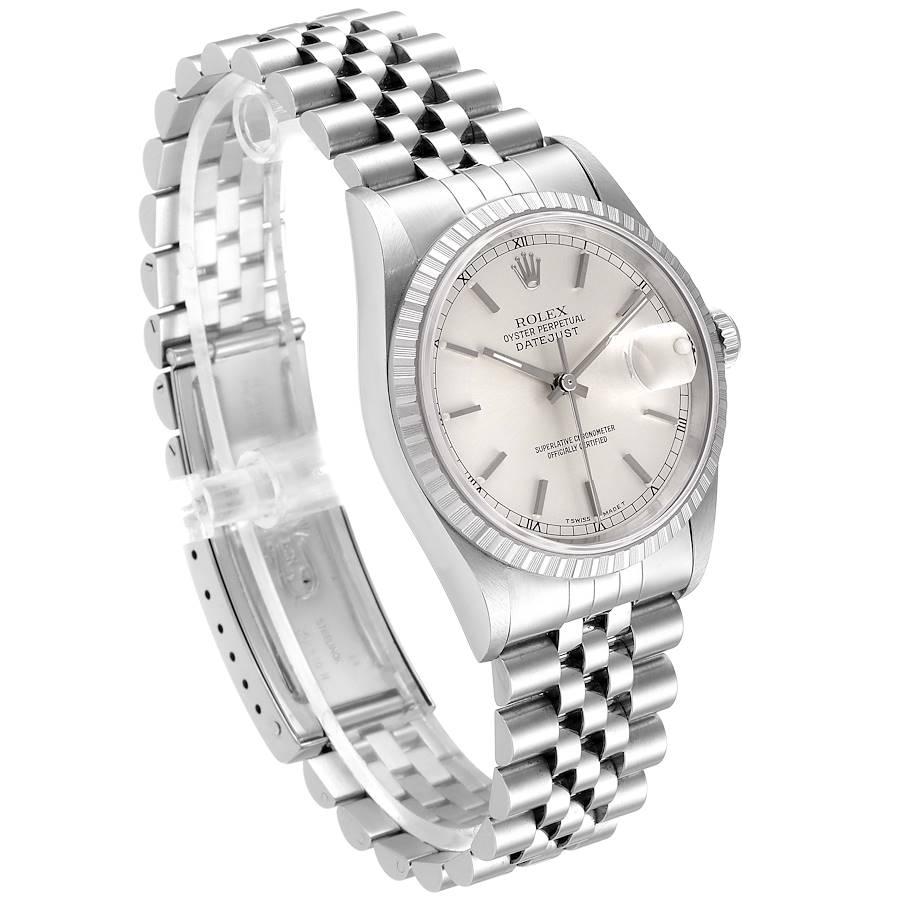 Rolex Datejust Silver Dial Jubilee Bracelet Steel Men's Watch 16220 In Excellent Condition In Atlanta, GA