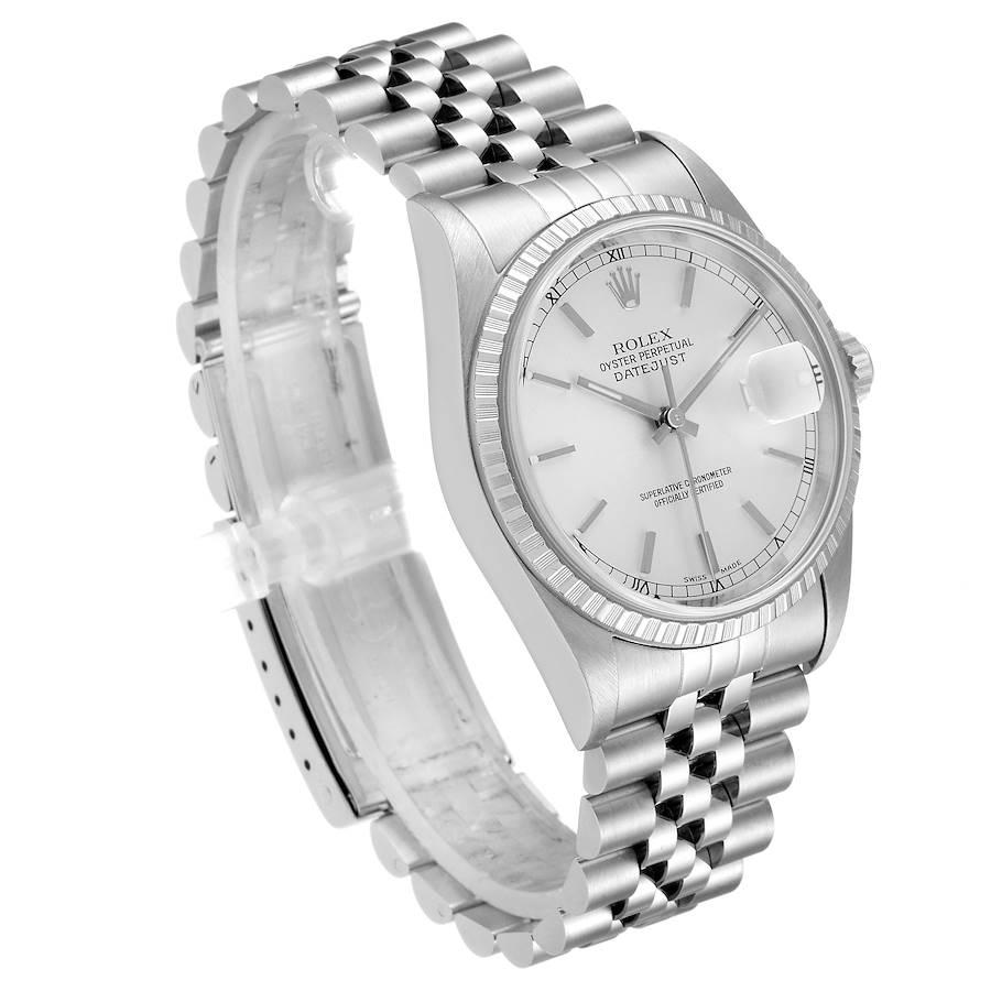 Rolex Datejust Silver Dial Jubilee Bracelet Steel Men’s Watch 16220 In Excellent Condition For Sale In Atlanta, GA