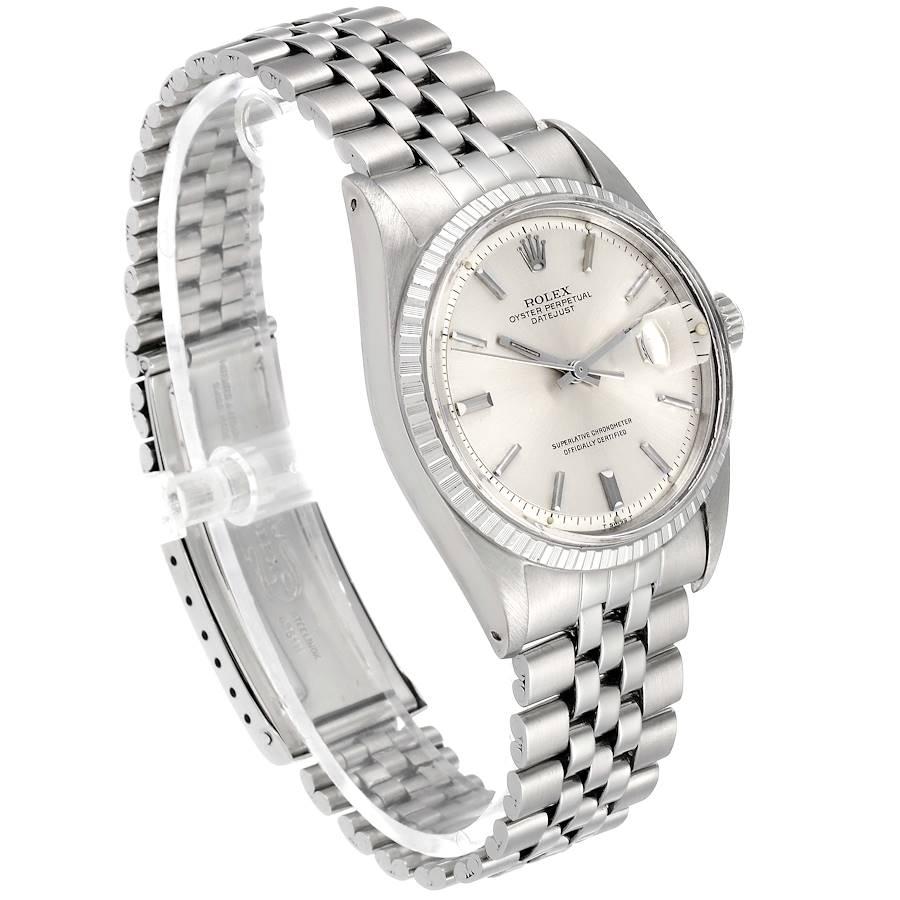 Rolex Datejust Silver Dial Jubilee Bracelet Vintage Mens Watch 1603 In Good Condition For Sale In Atlanta, GA