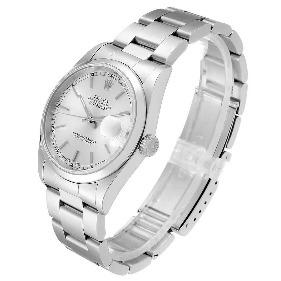 Rolex Datejust Silver Dial Steel Men's Watch 16200 Box Papers For Sale 1