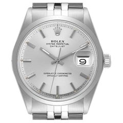 Rolex Datejust Silver Dial Steel Vintage Mens Watch 1600 Box Service Papers