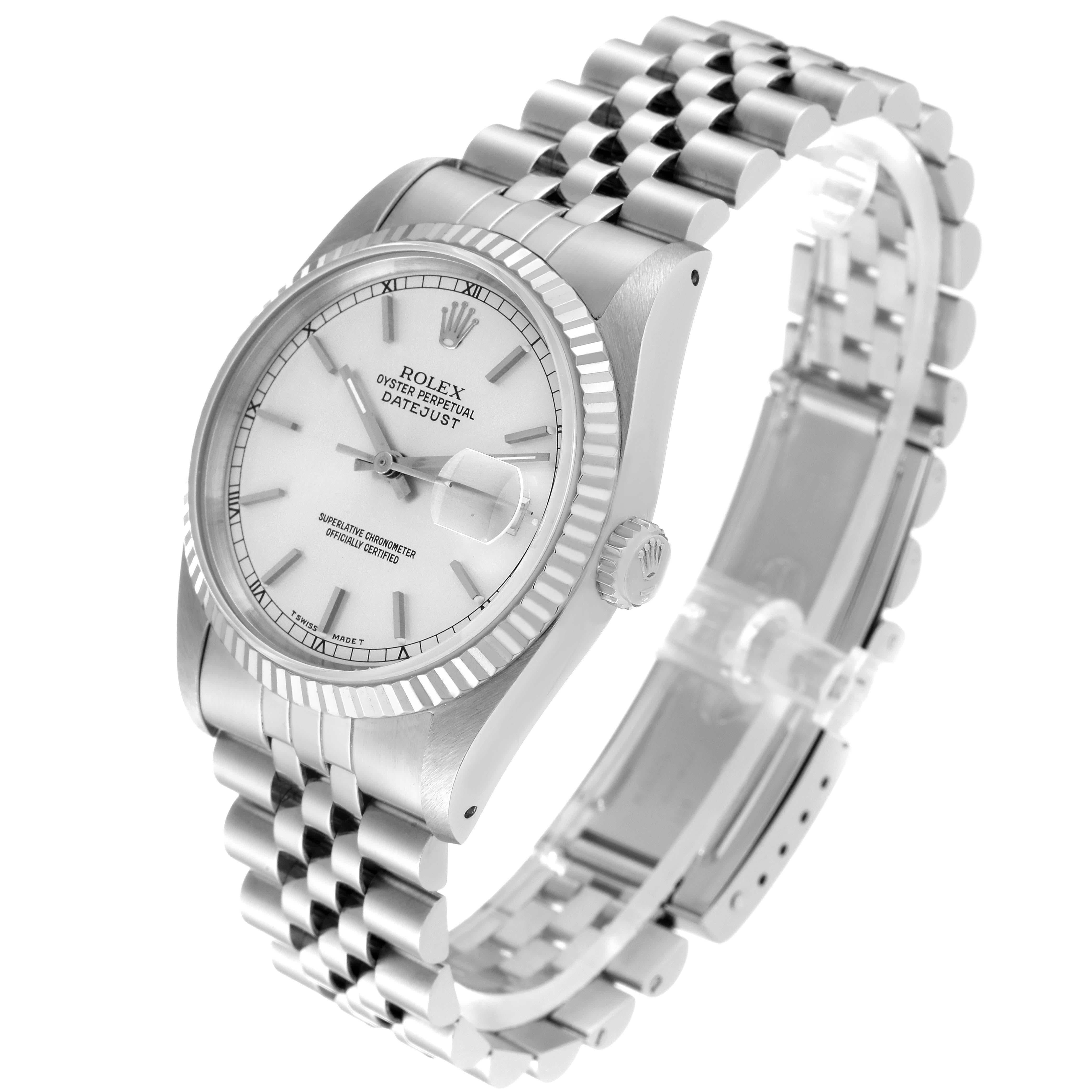 Rolex Datejust Silver Dial Steel White Gold Mens Watch 16234 For Sale 6