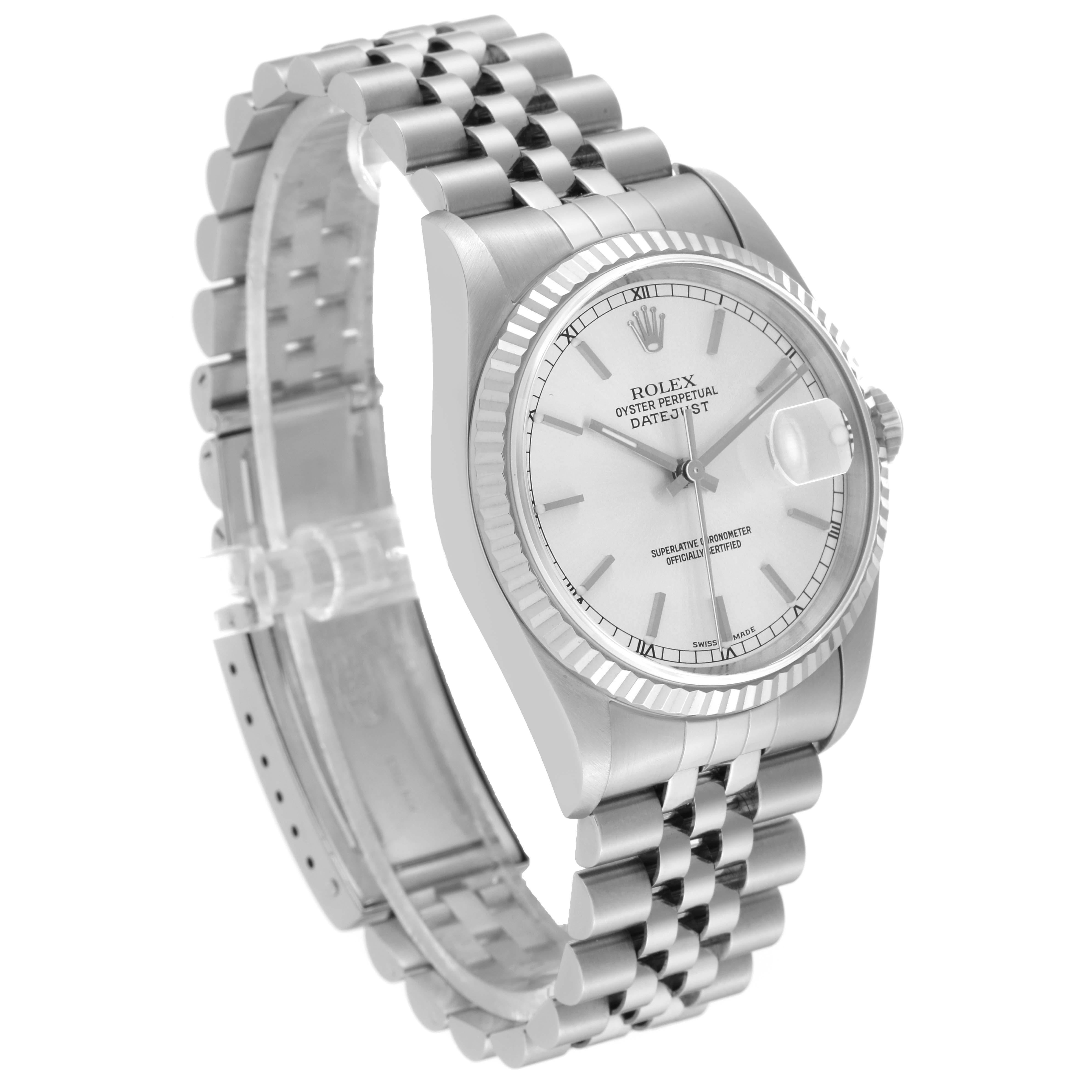 Rolex Datejust Silver Dial Steel White Gold Mens Watch 16234 For Sale 7