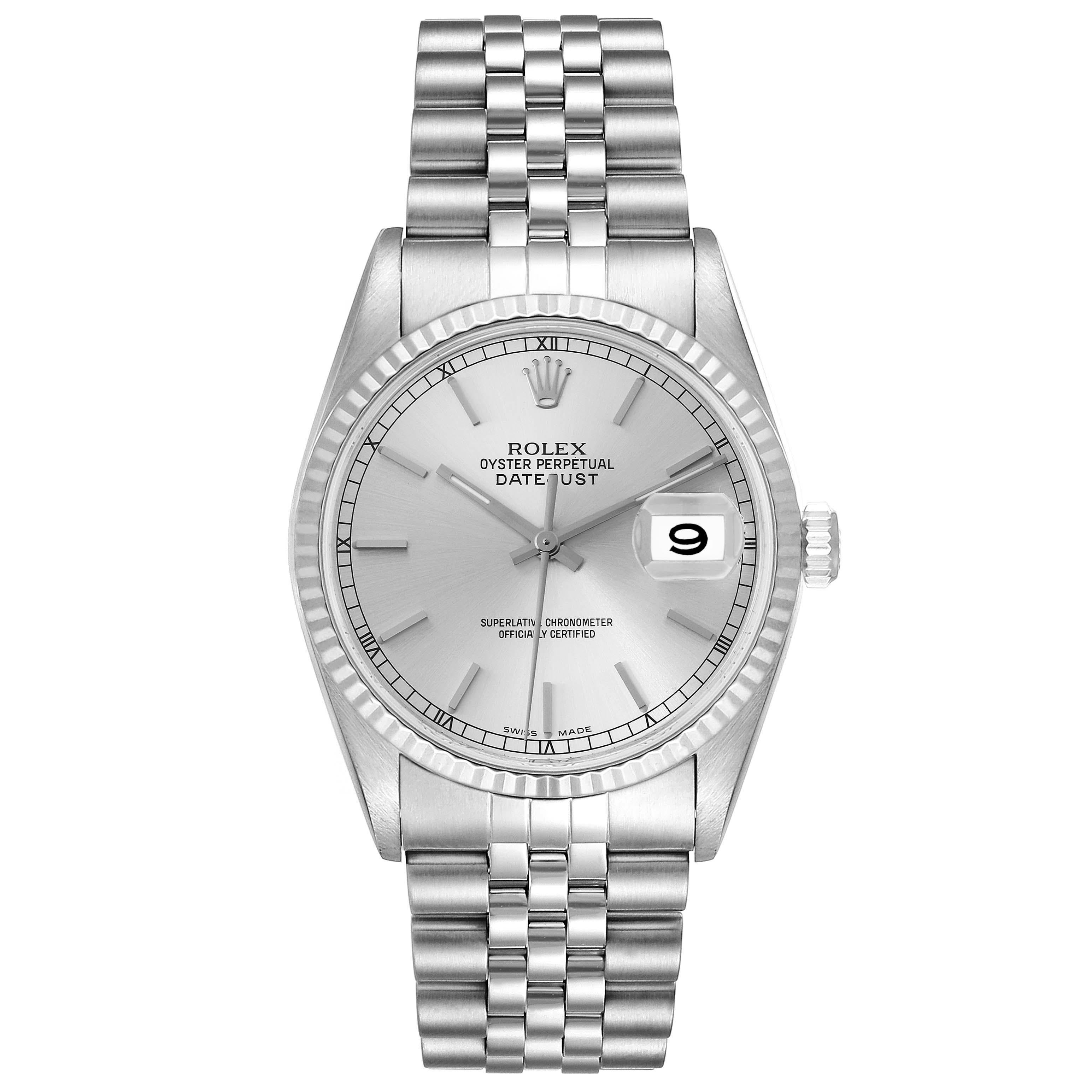 Men's Rolex Datejust Silver Dial Steel White Gold Mens Watch 16234 For Sale