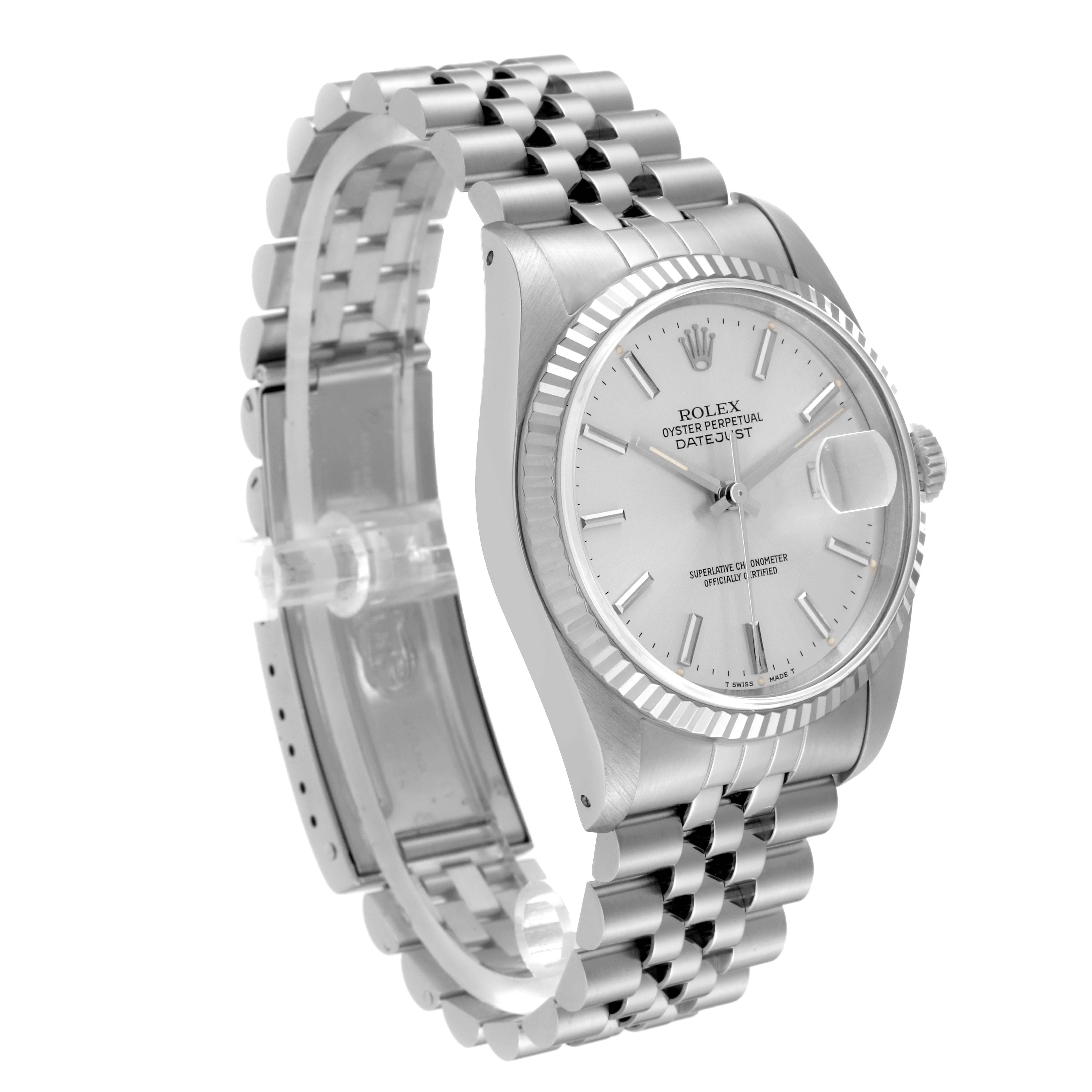 Rolex Datejust Silver Dial Steel White Gold Mens Watch 16234 For Sale 3