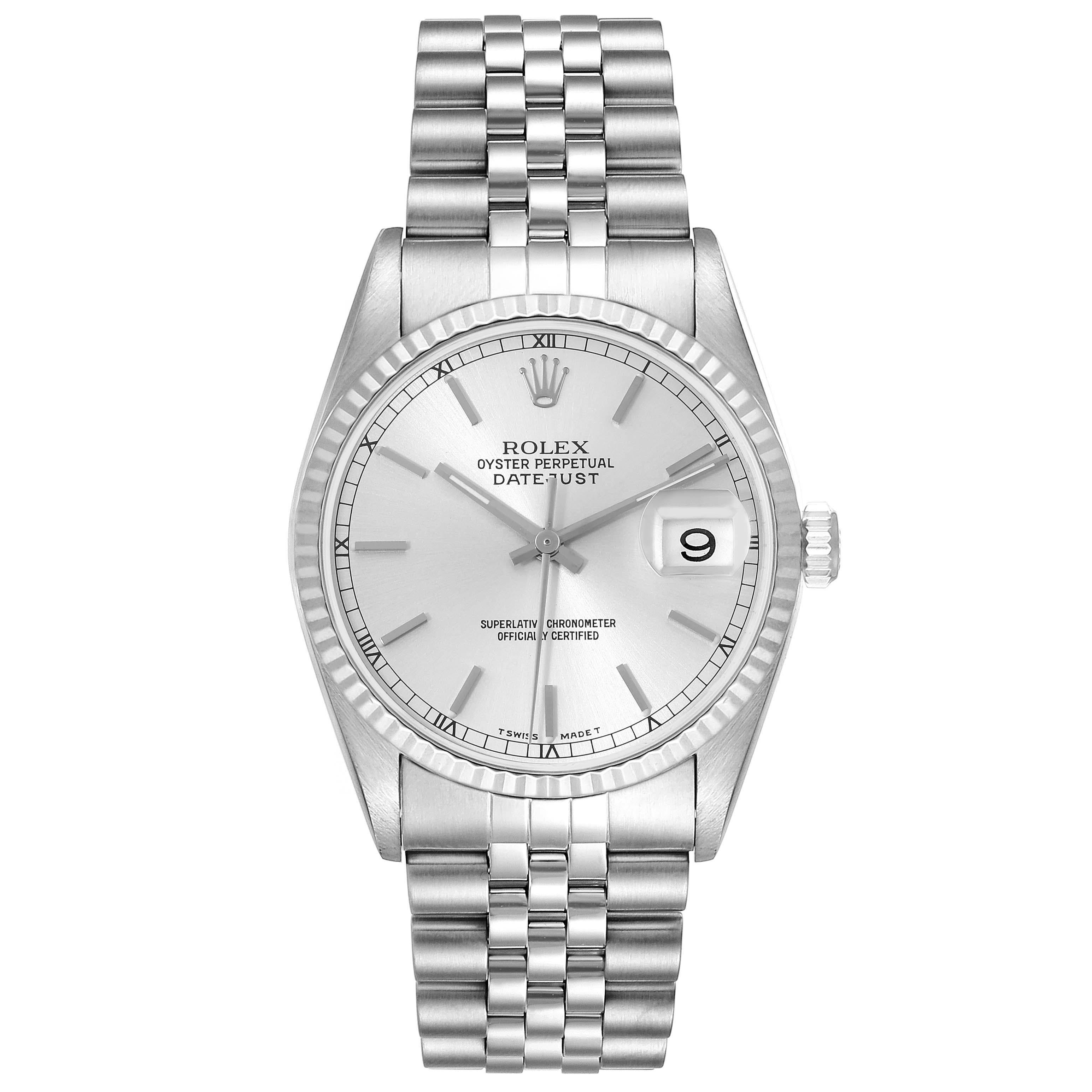 Rolex Datejust Silver Dial Steel White Gold Mens Watch 16234 For Sale 3