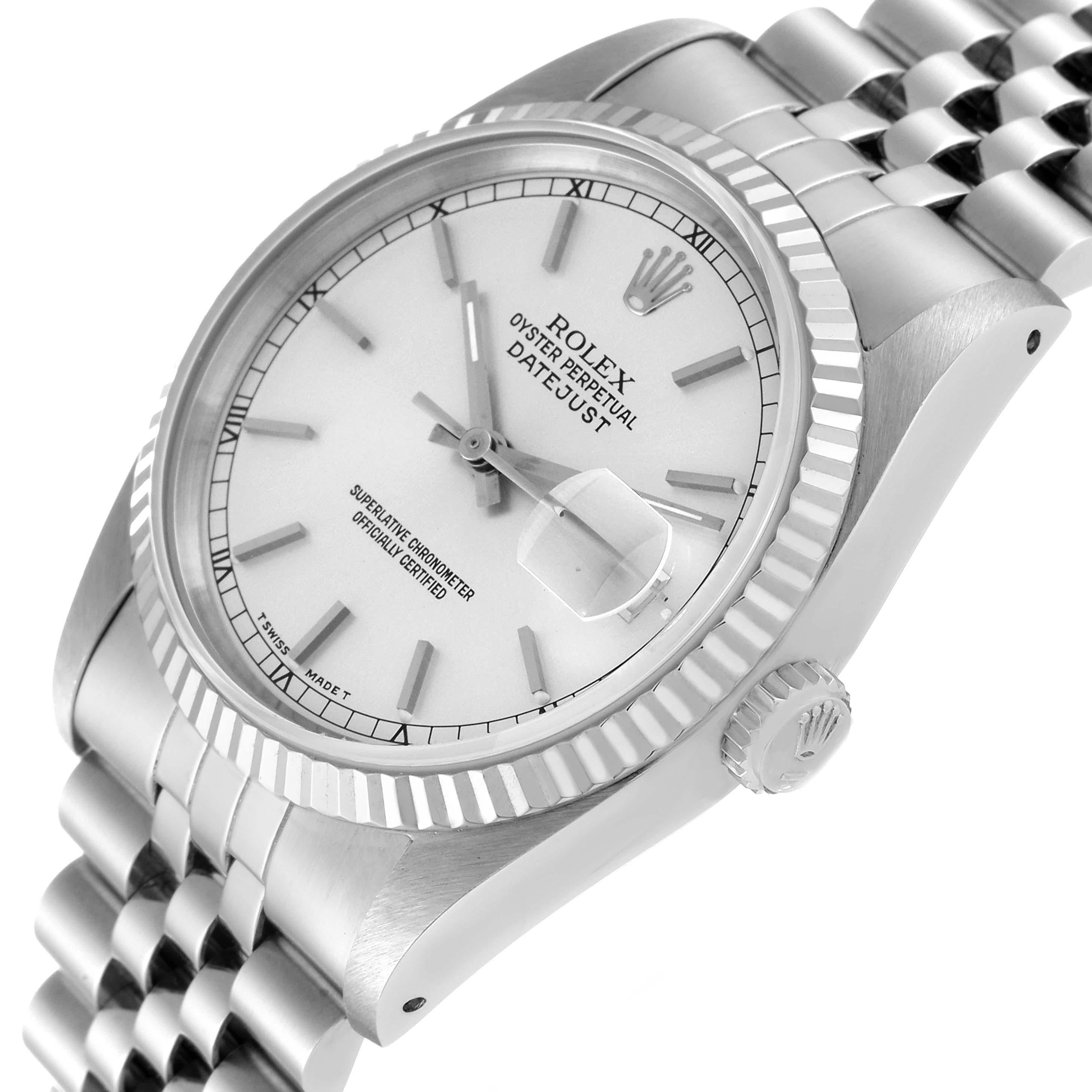 Rolex Datejust Silver Dial Steel White Gold Mens Watch 16234 For Sale 4