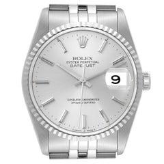 Rolex Datejust Silver Dial Steel White Gold Mens Watch 16234