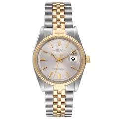 Rolex Datejust Silver Dial Steel Yellow Gold Vintage Mens Watch 1601