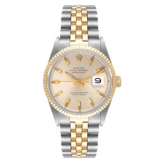 Rolex Datejust Silver Dial Steel Yellow Gold Vintage Mens Watch 1601