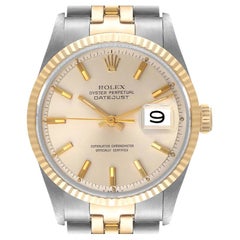 Rolex Datejust Silver Dial Steel Yellow Gold Vintage Mens Watch 1601