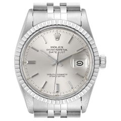 Rolex Datejust Silver Dial Vintage Stainless Steel Mens Watch 16030 36MM