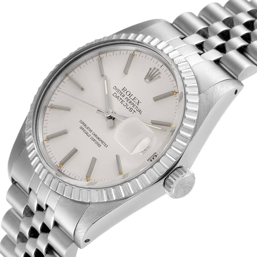 Rolex Datejust Silver Dial Vintage Steel Mens Watch 16030 Box Papers For Sale 1