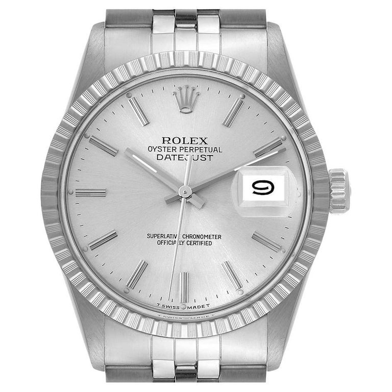 Rolex Datejust Silver Dial Vintage Steel Mens Watch 16030 For Sale at