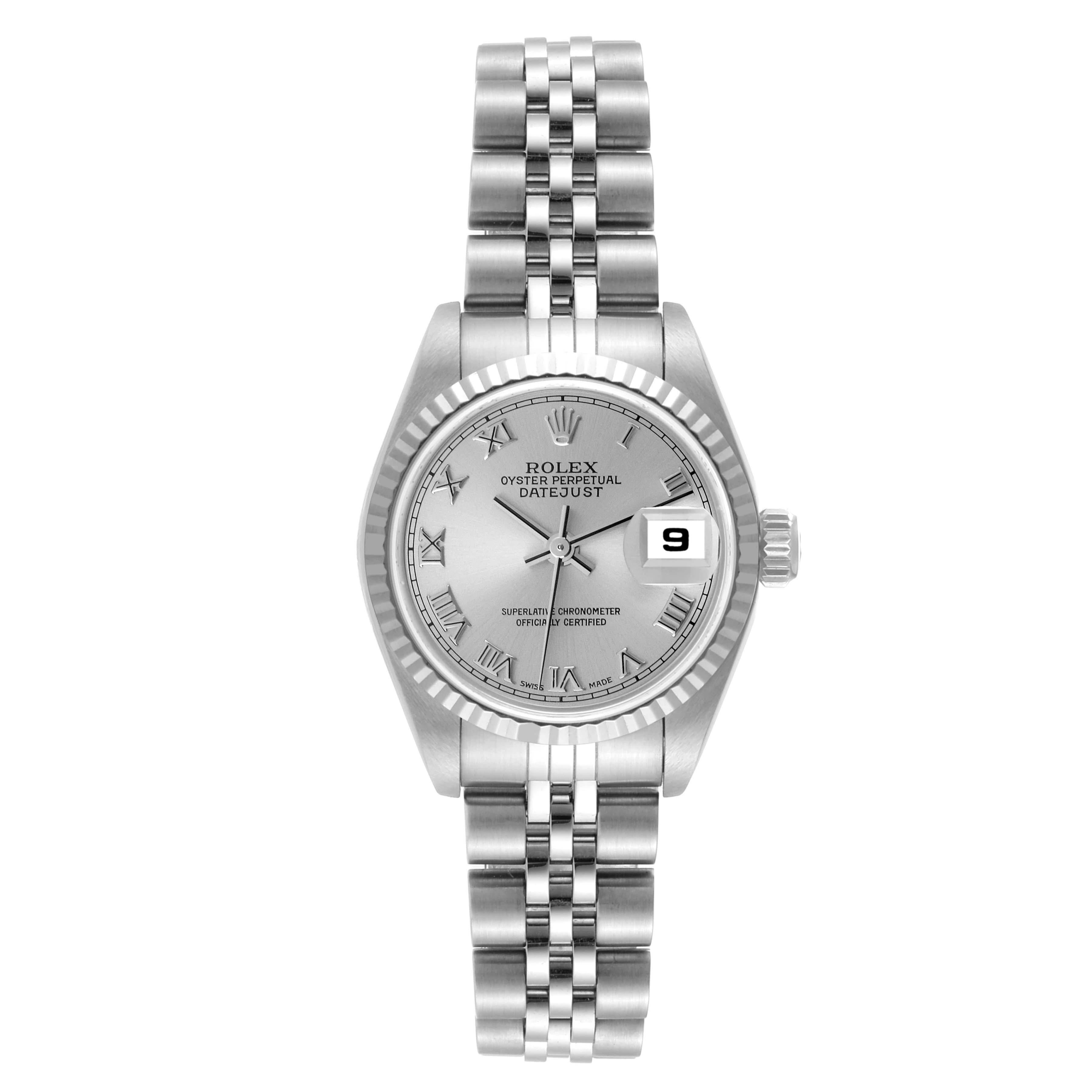 Rolex Datejust Silver Dial White Gold Steel Ladies Watch 79174 1