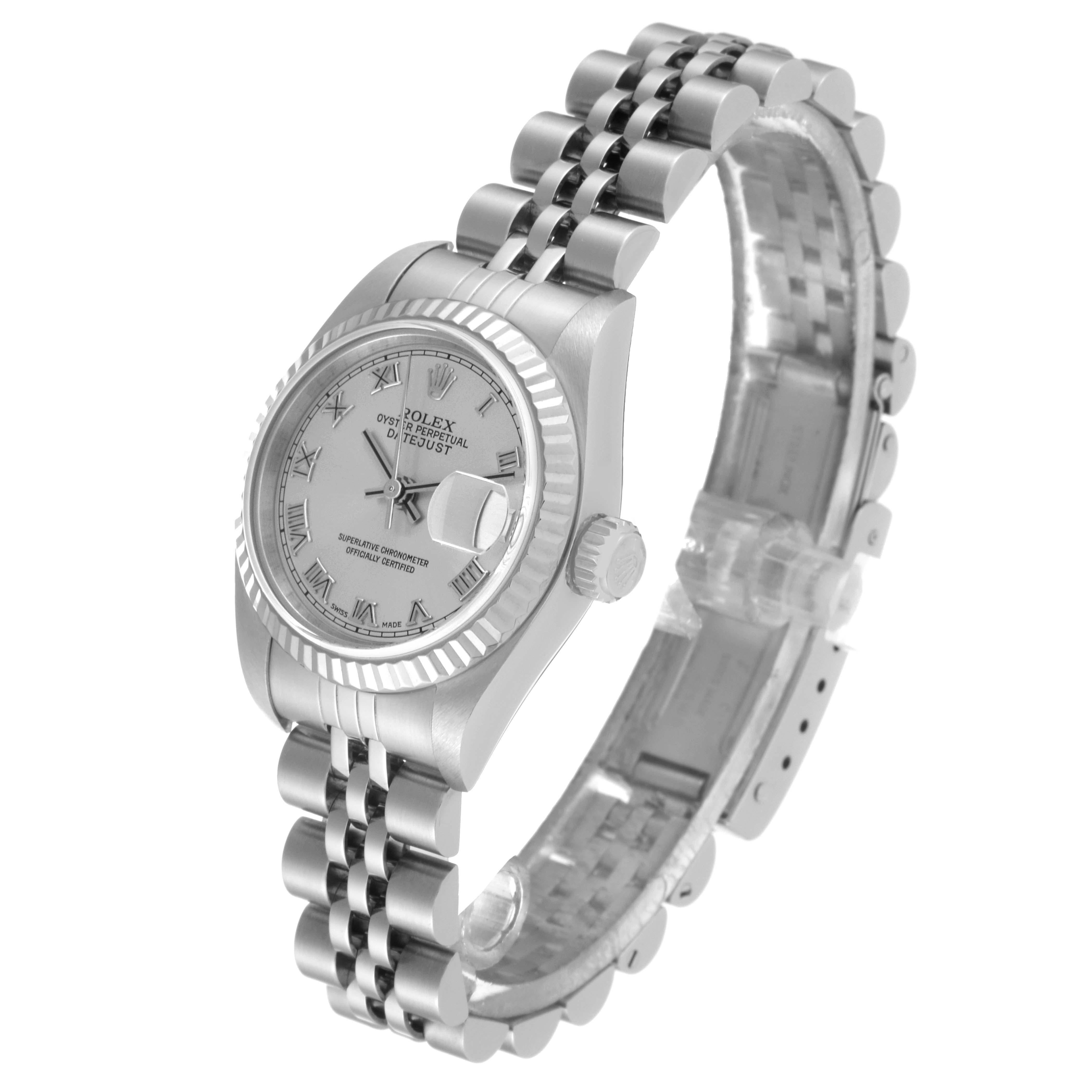 Rolex Montre Datejust en acier et or blanc avec cadran argenté pour femmes 79174 2