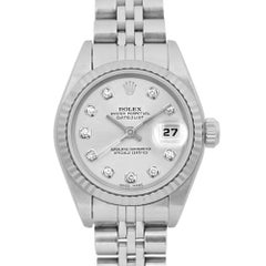 Rolex Datejust Silver Diamond Dial Steel Automatic Ladies Watch 79174
