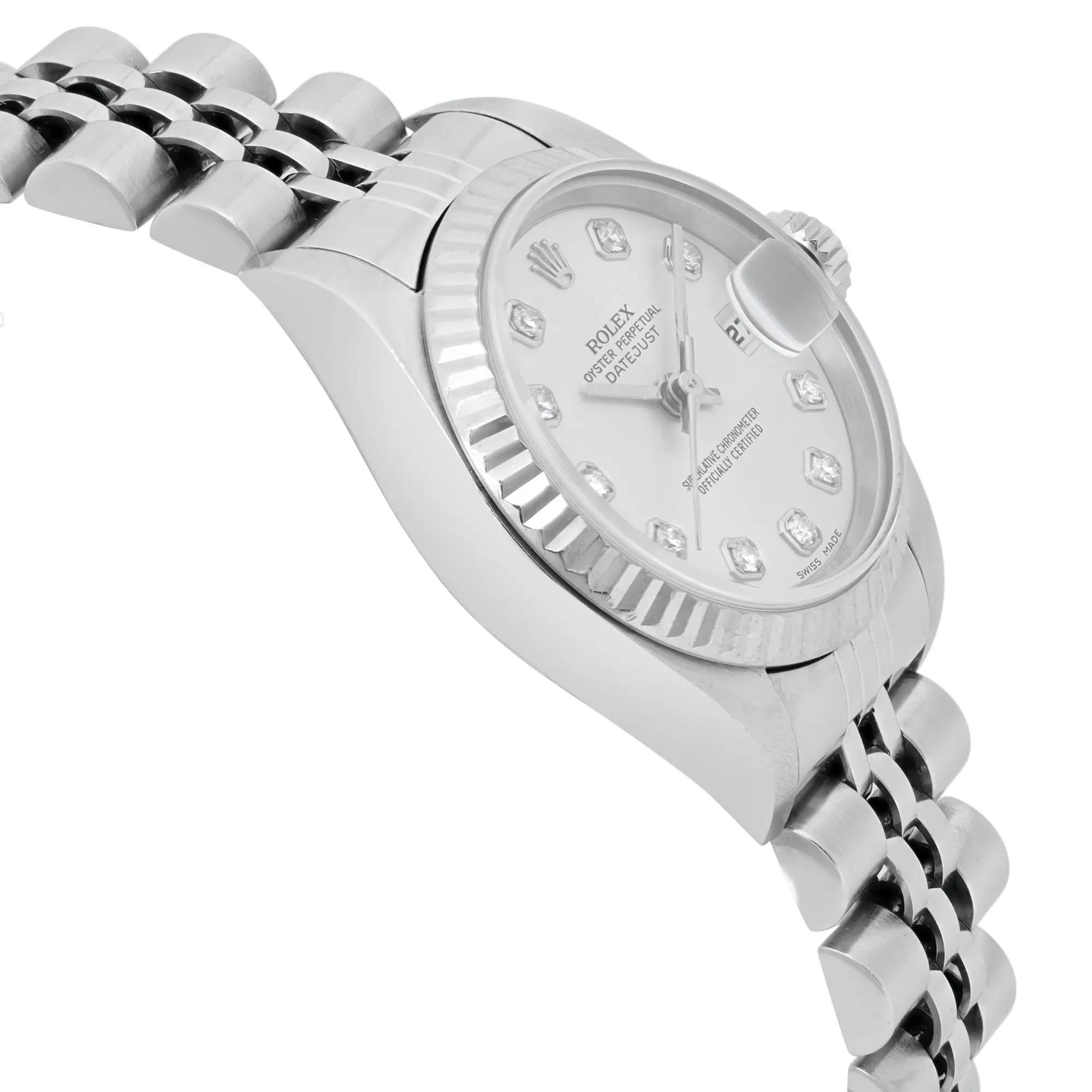 Rolex Datejust Silver Quadrante Diamante Acciaio Orologio Automatico Donna 79174 in vendita 1