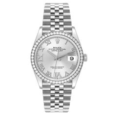 Rolex Datejust Silver Diamond Dial Steel Mens Watch 126284