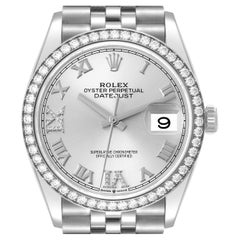Rolex Datejust Silver Diamond Dial Steel Mens Watch 126284