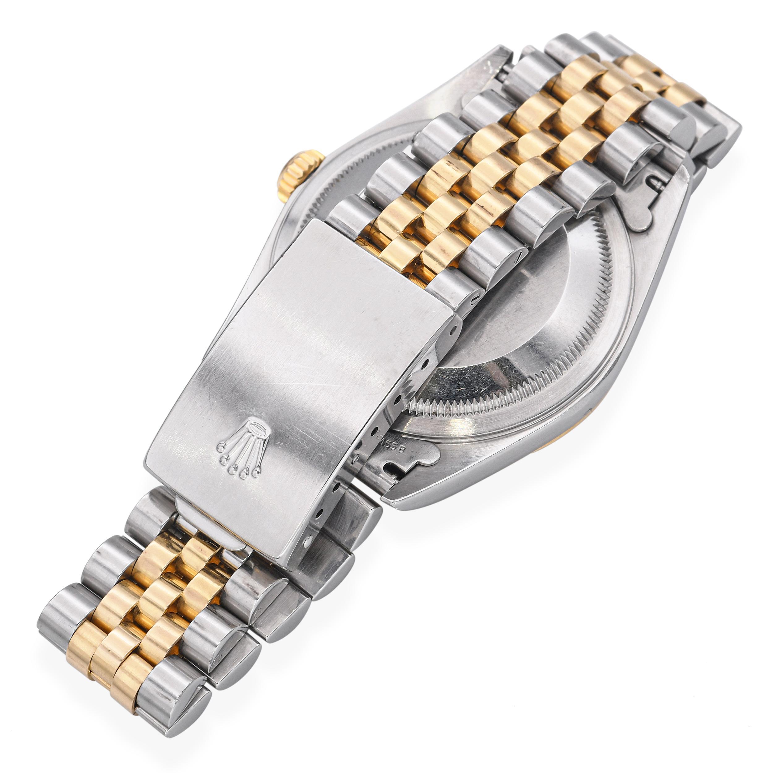 Rolex Datejust Silver Jubilee Diamond Dial Steel & 18K Gold Men's Watch 16233 For Sale 2