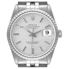 Rolex Datejust Silver Linen Dial Jubilee Bracelet Steel Mens Watch 16220