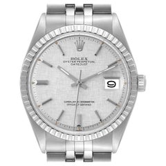 Rolex Datejust Silver Linen Dial Vintage Steel Mens Watch 1603