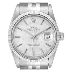 Rolex Datejust Silver Linen Dial Vintage Steel Men's Watch 16030