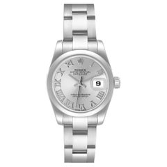 Rolex Datejust Silver Roman Dial Steel Ladies Watch 179160 Box Card