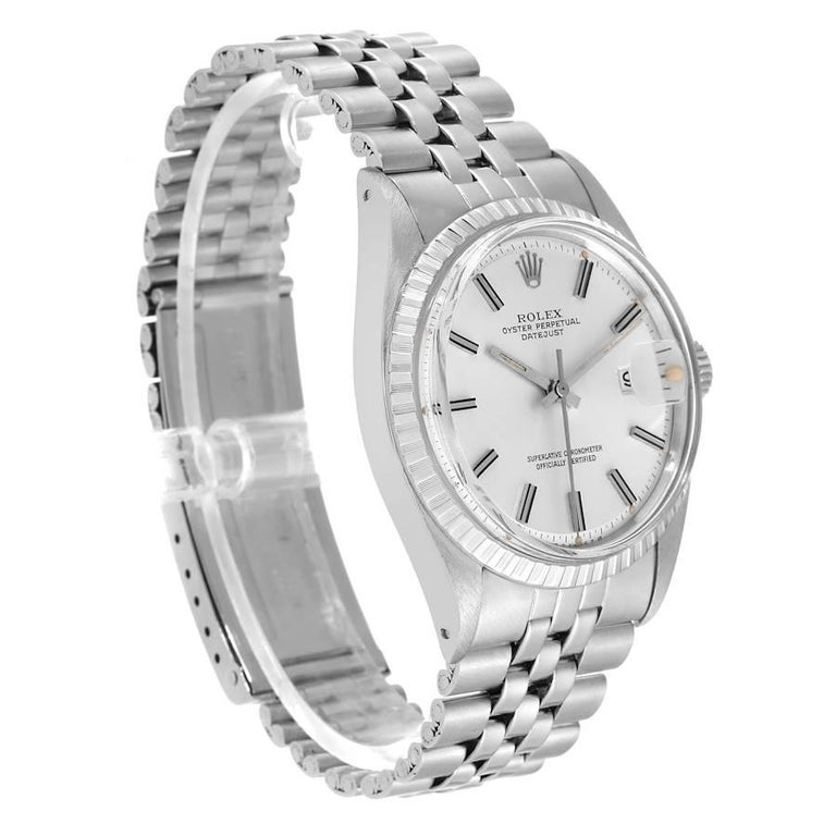 Rolex Datejust Silver Sigma Dial Steel Vintage Mens Watch 1603 In Good Condition For Sale In Atlanta, GA