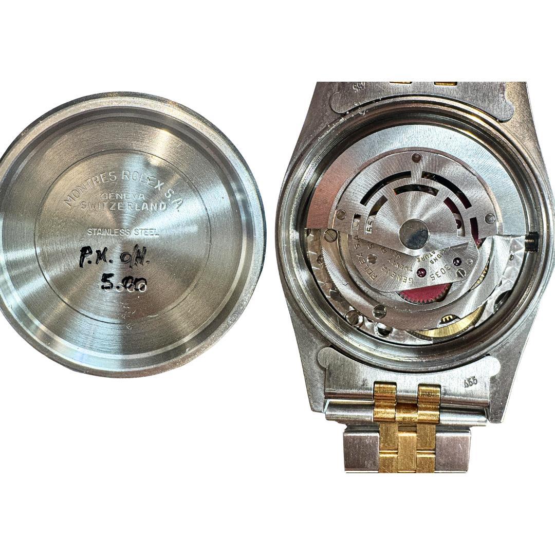 Rolex Datejust Silver Tapestry Dial 2 Tone Jubilee 36mm 16013 Uhr Box/Papiere (Moderne) im Angebot