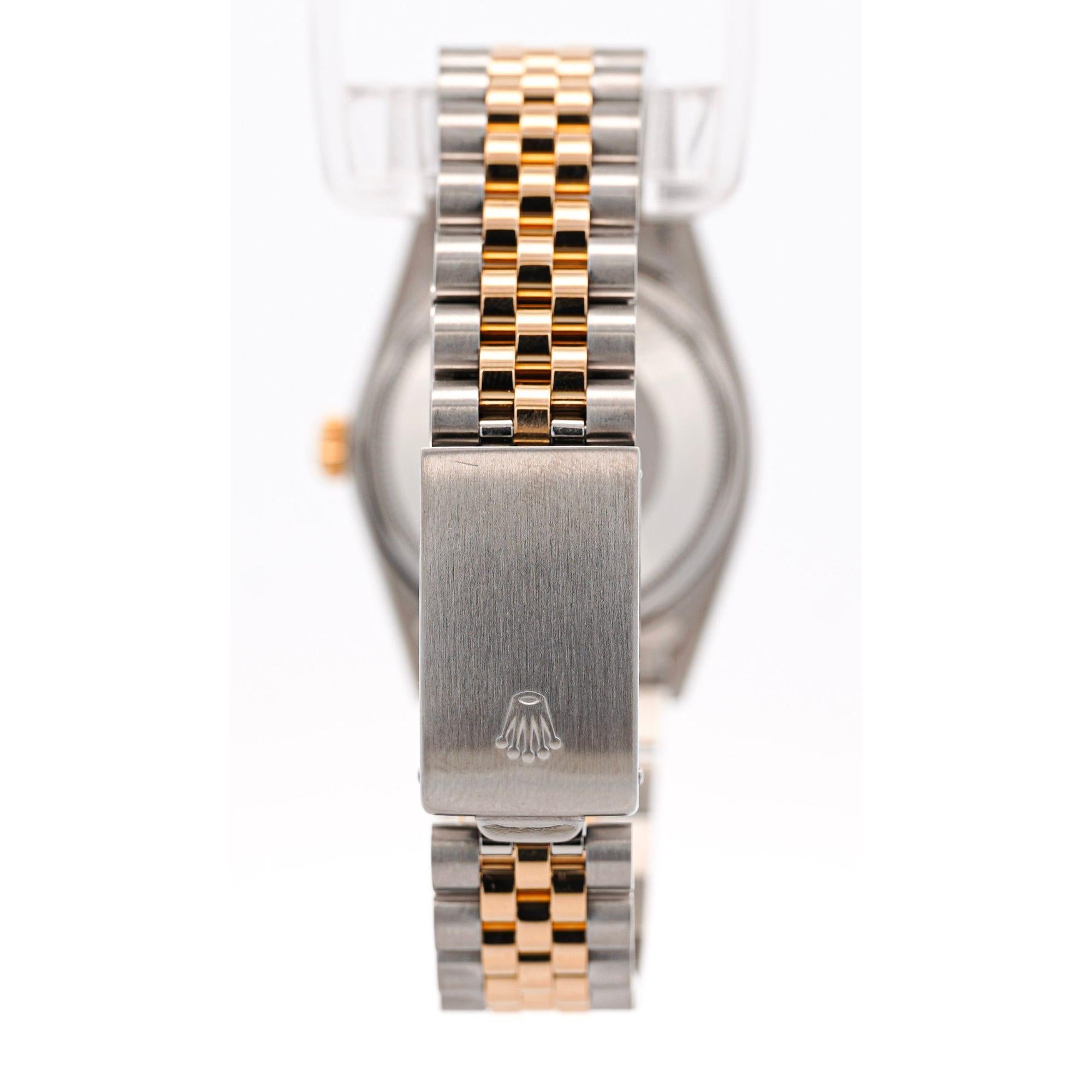 Rolex Datejust Silver Tapestry Dial 2 Tone Jubilee 36mm 16013 Uhr Box/Papiere im Angebot 4