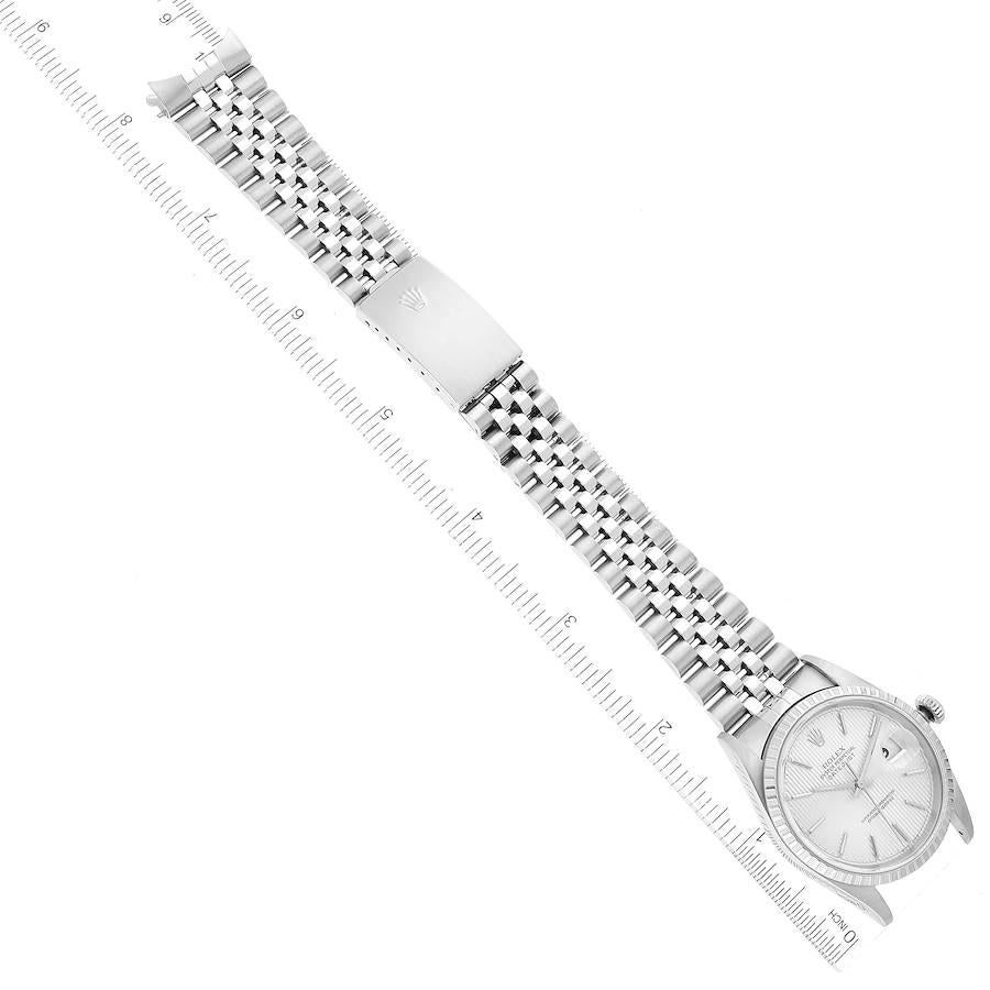 Montre pour homme Datejust en acier avec cadran et lunette tournée en tapisserie argentée, Rolex 16220 3