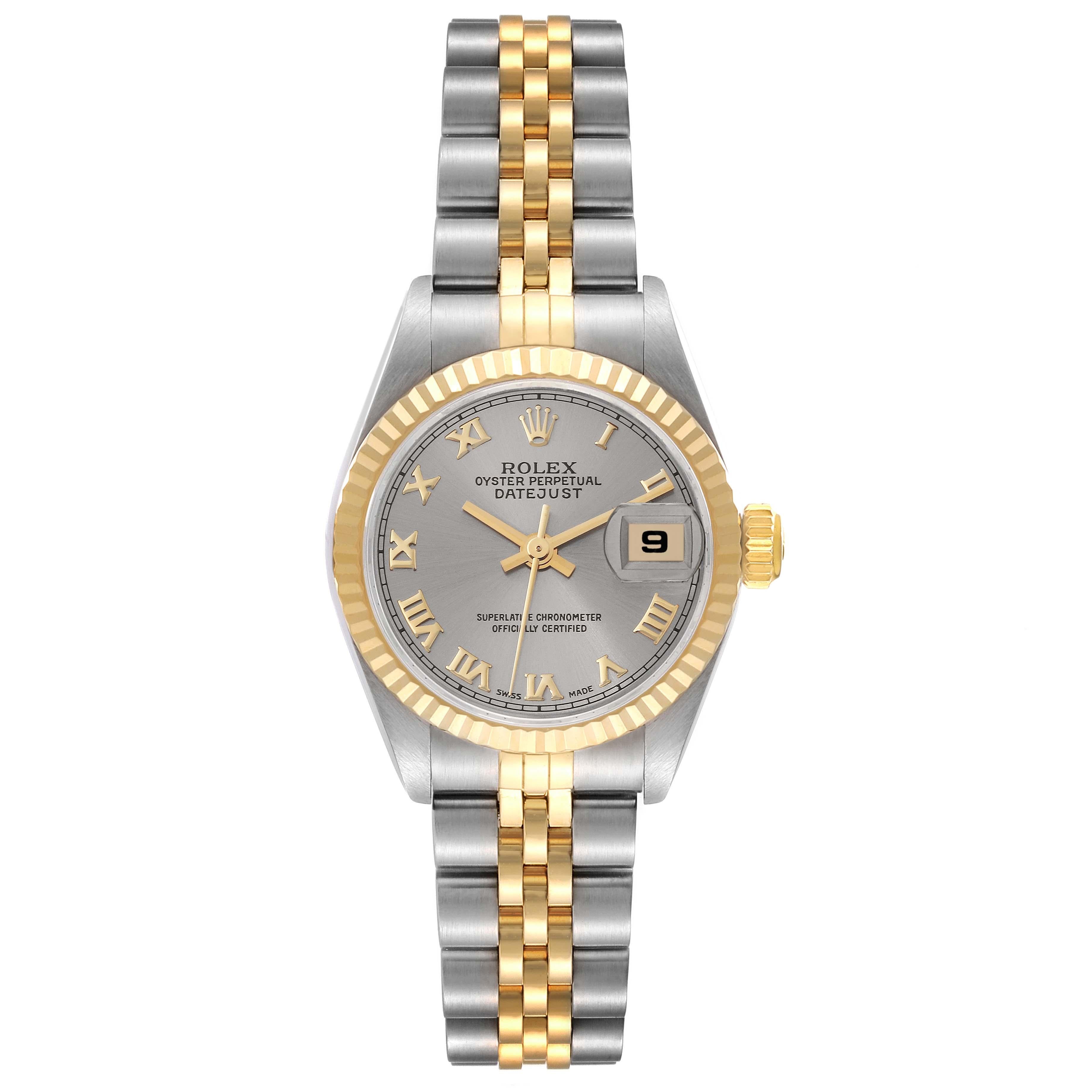 Rolex Datejust Slate Dial Steel Yellow Gold Ladies Watch 69173 For Sale 3