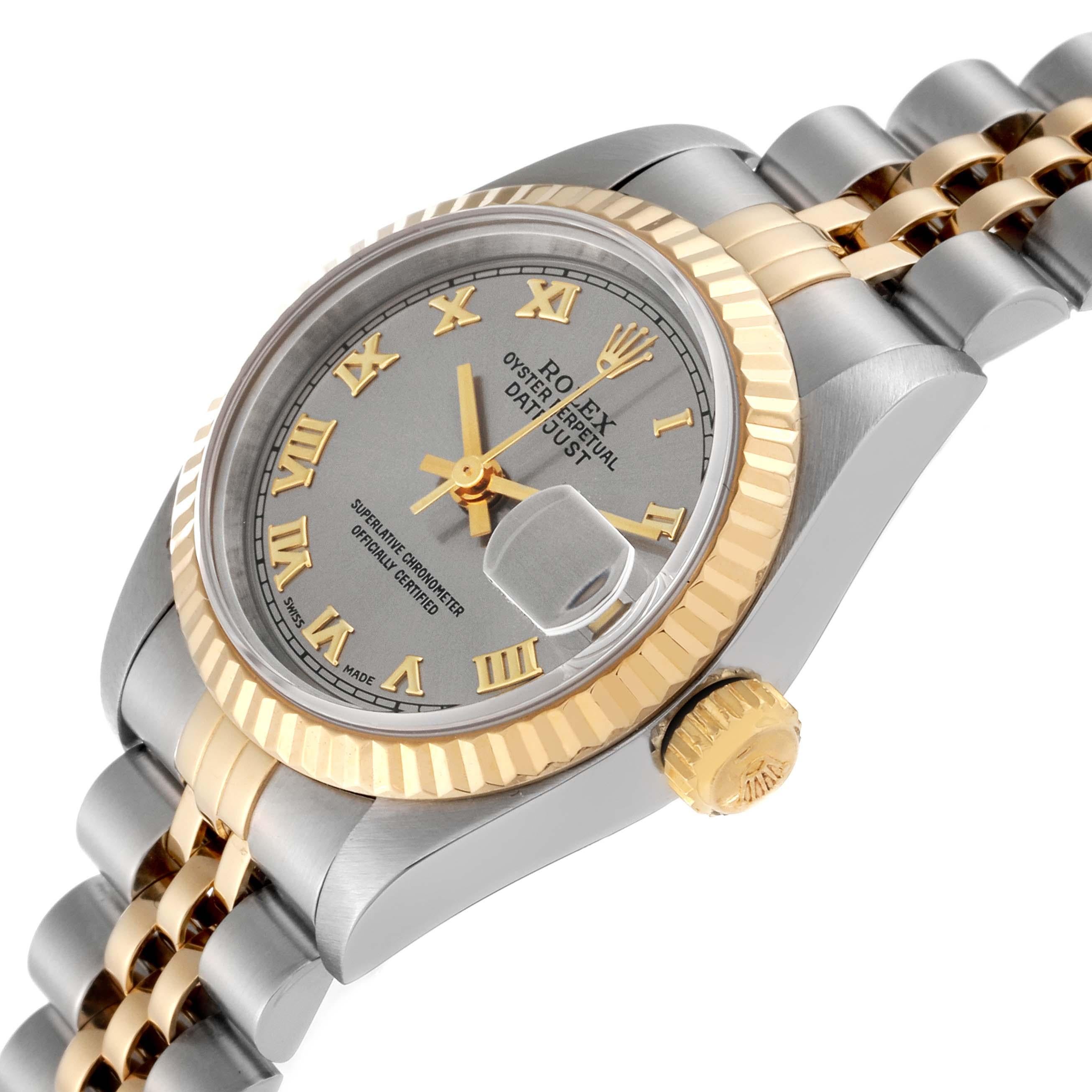Rolex Datejust Slate Dial Steel Yellow Gold Ladies Watch 69173 For Sale 4