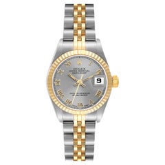 Rolex Datejust Slate Dial Steel Yellow Gold Ladies Watch 69173 Papers
