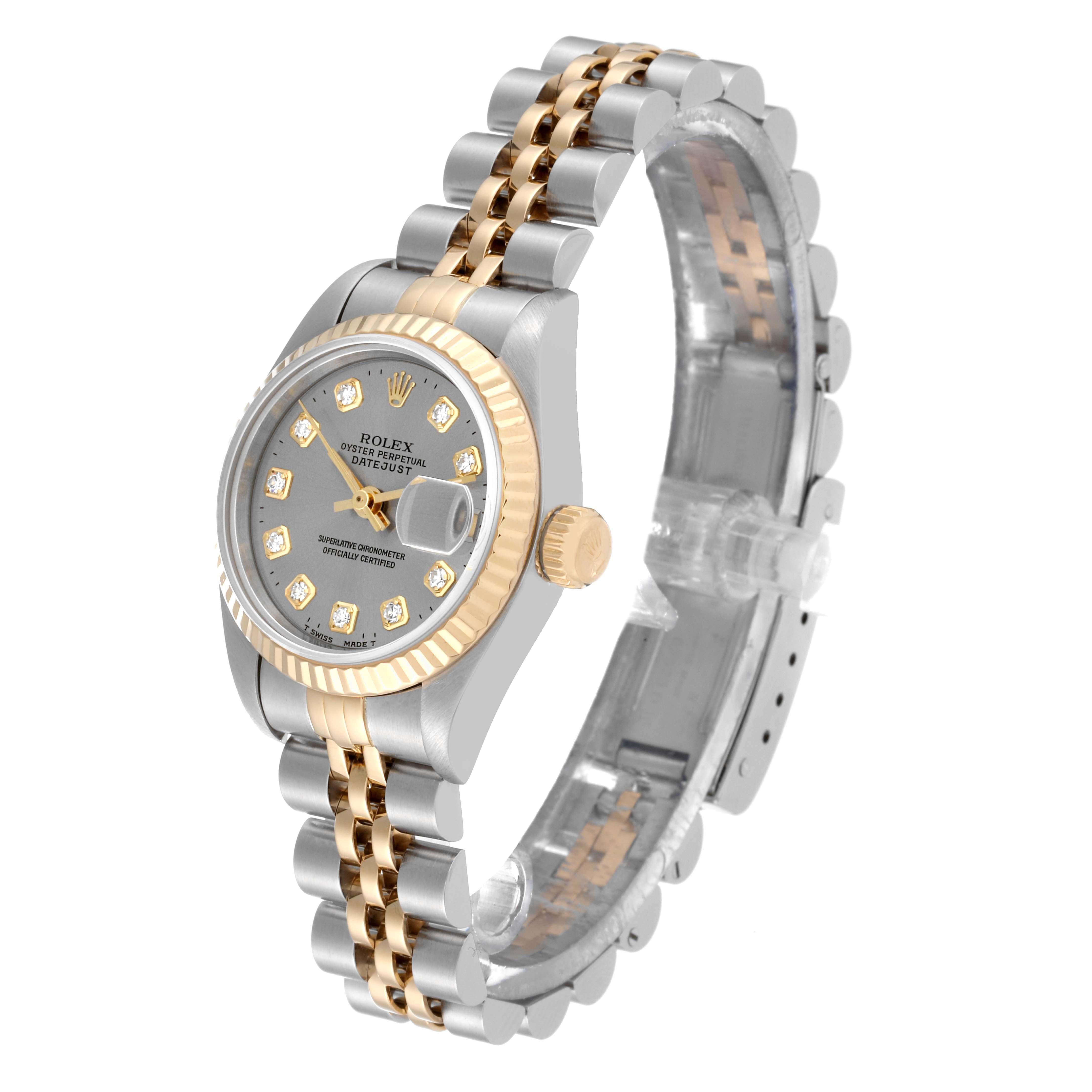 Rolex Datejust Slate Diamond Dial Steel Yellow Gold Ladies Watch 69173 8
